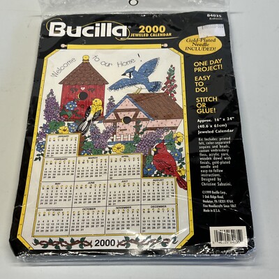 Bucilla 2000 Jeweled Calendar Birdhouses Easy Craft Kit 16''X24'' #84035