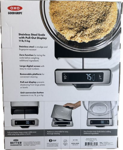 OXO 11214800 Stainless Steel Scale with Pull-Out Display 11 Ib/ 5 kg New in Box - Picture 6 of 7