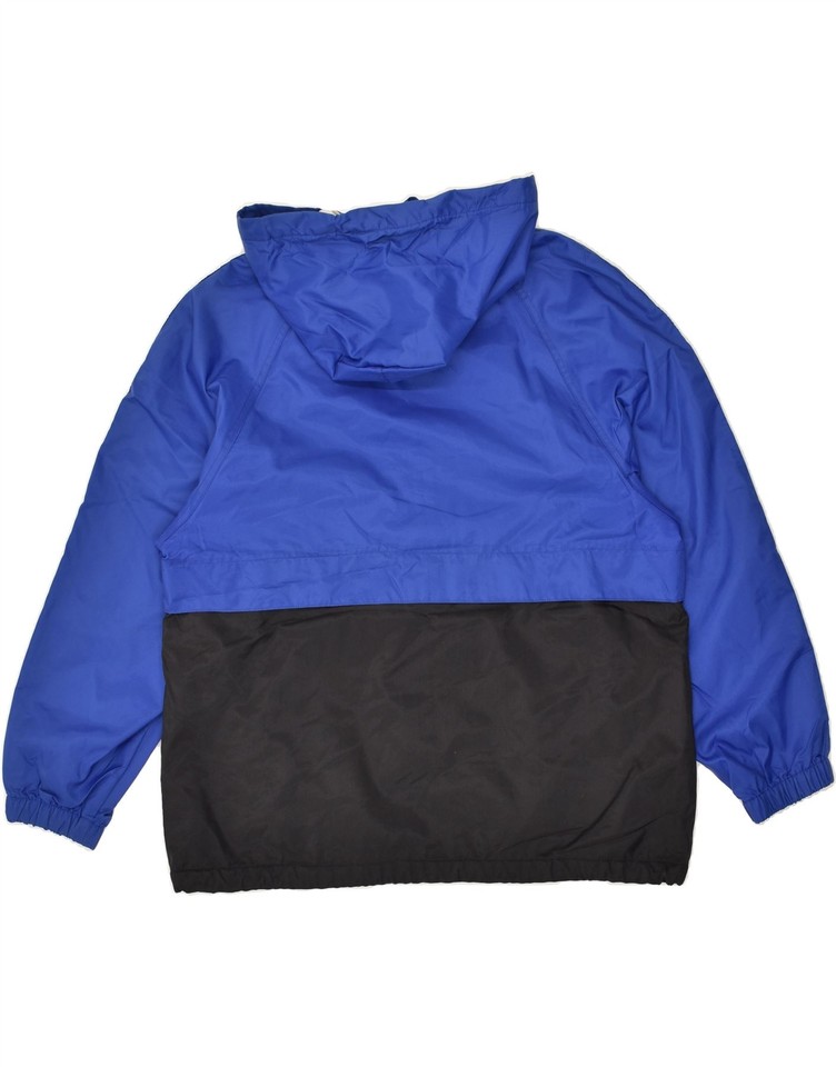 EDDIE BAUER Mens Hooded Rain Jacket UK 38 Medium Blue Colourblock Nylon