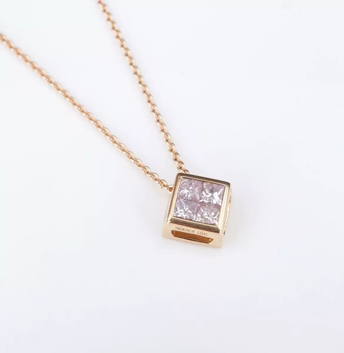 Chanel Double C Pendant Necklace 18K Rose Gold With Diamonds