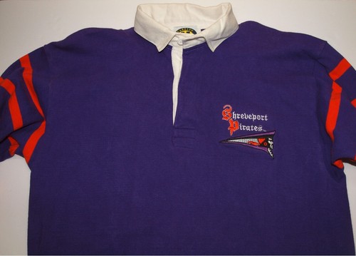 Camisa de rugby púrpura de colección original 1994-95 CFL SHREVEPORT PIRATES L expansión EE. UU. - Imagen 4 de 8