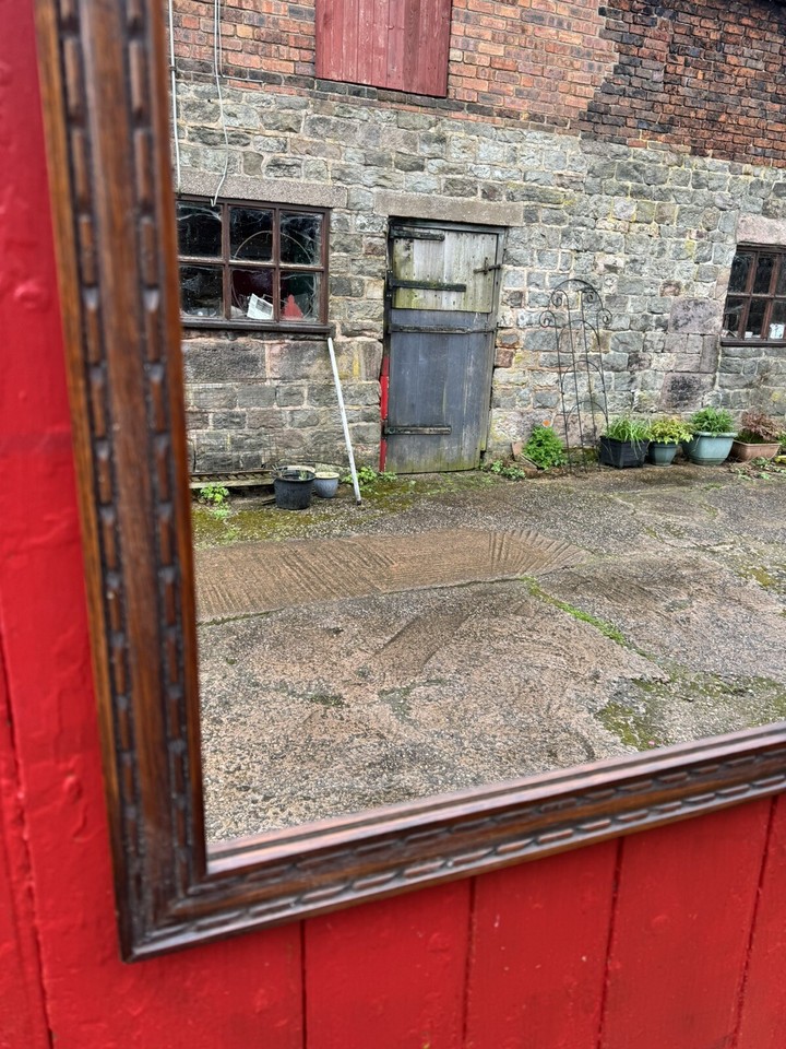 OLD CHARM Carved Oak Wall Mirror WOOD BROS 76cm x 39cm eBay