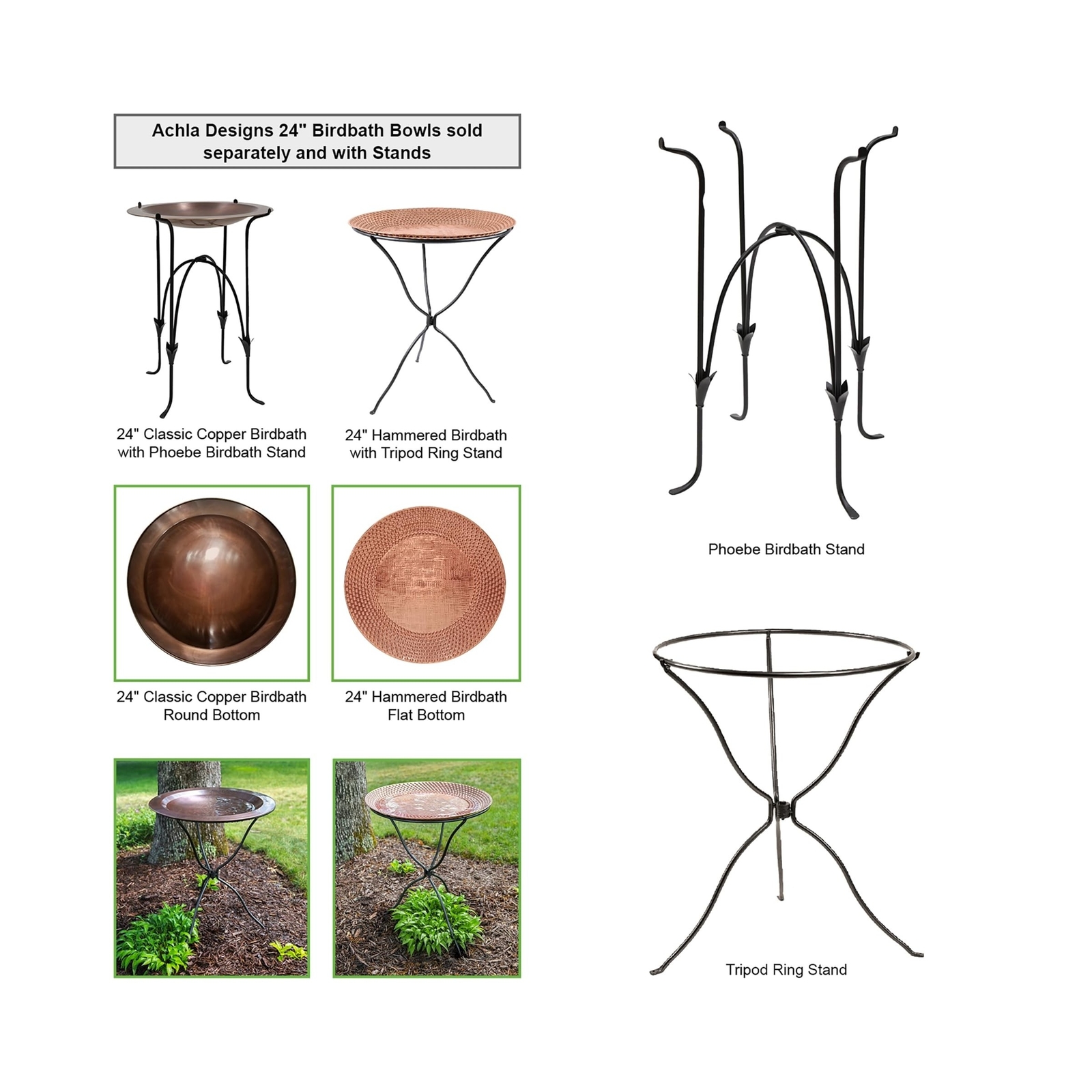 Achla Designs Classic II Hammered Birdbath
