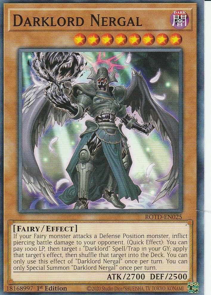 YUGIOH CARD 1 X DARKLORD NERGAL ROTD-EN025 1ST EDITION