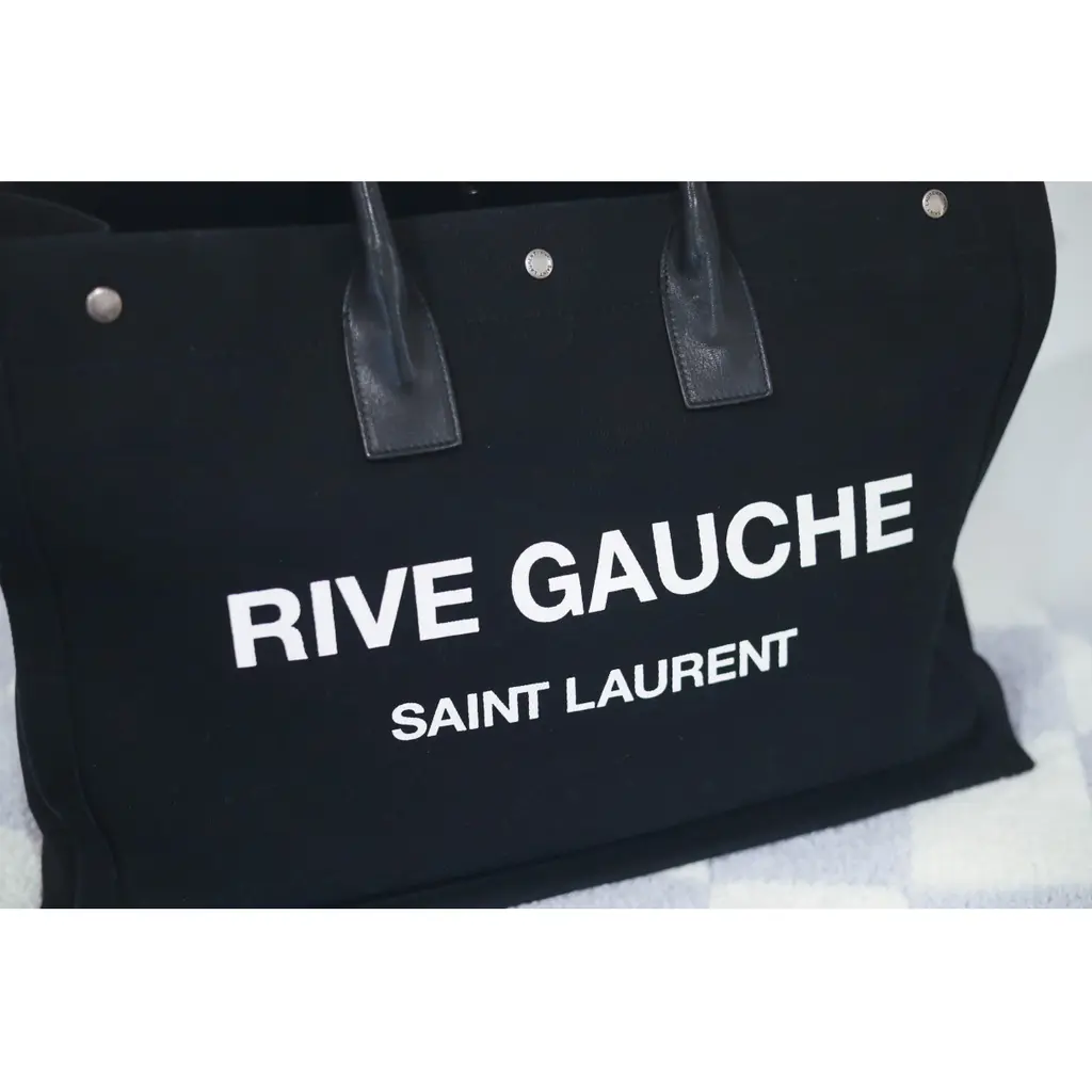 Autentica borsa tote Saint Laurent Rive Gauche YSL tela nera prezzo al pubblico consigliato $ 1.995