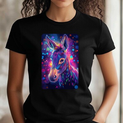 Frauen T-Shirt Neon Esel Motiv Baumwolle Größe S bis 3XL