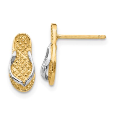 10 Karat Gelbgold mit Rhodium Flip Flop Ohrstecker Geschenk für Mutter
