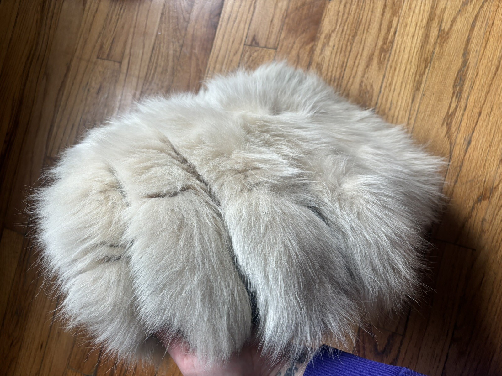 antique-genuine-white-fur-muff-handwarmer-with-zipper-pocket-rabbit