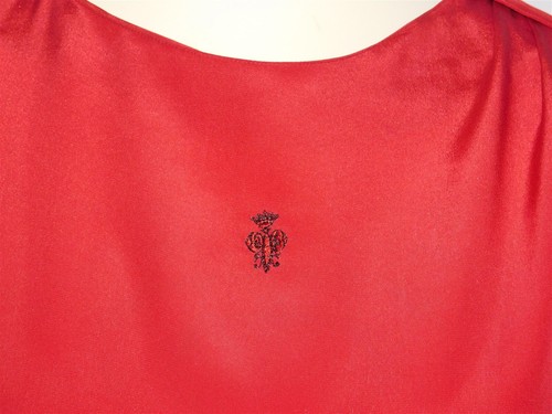 Vintage EMILIO PUCCI Women's Venetian Red Ruched 100% Pure Silk Blouse Size 10 - Picture 2 of 8