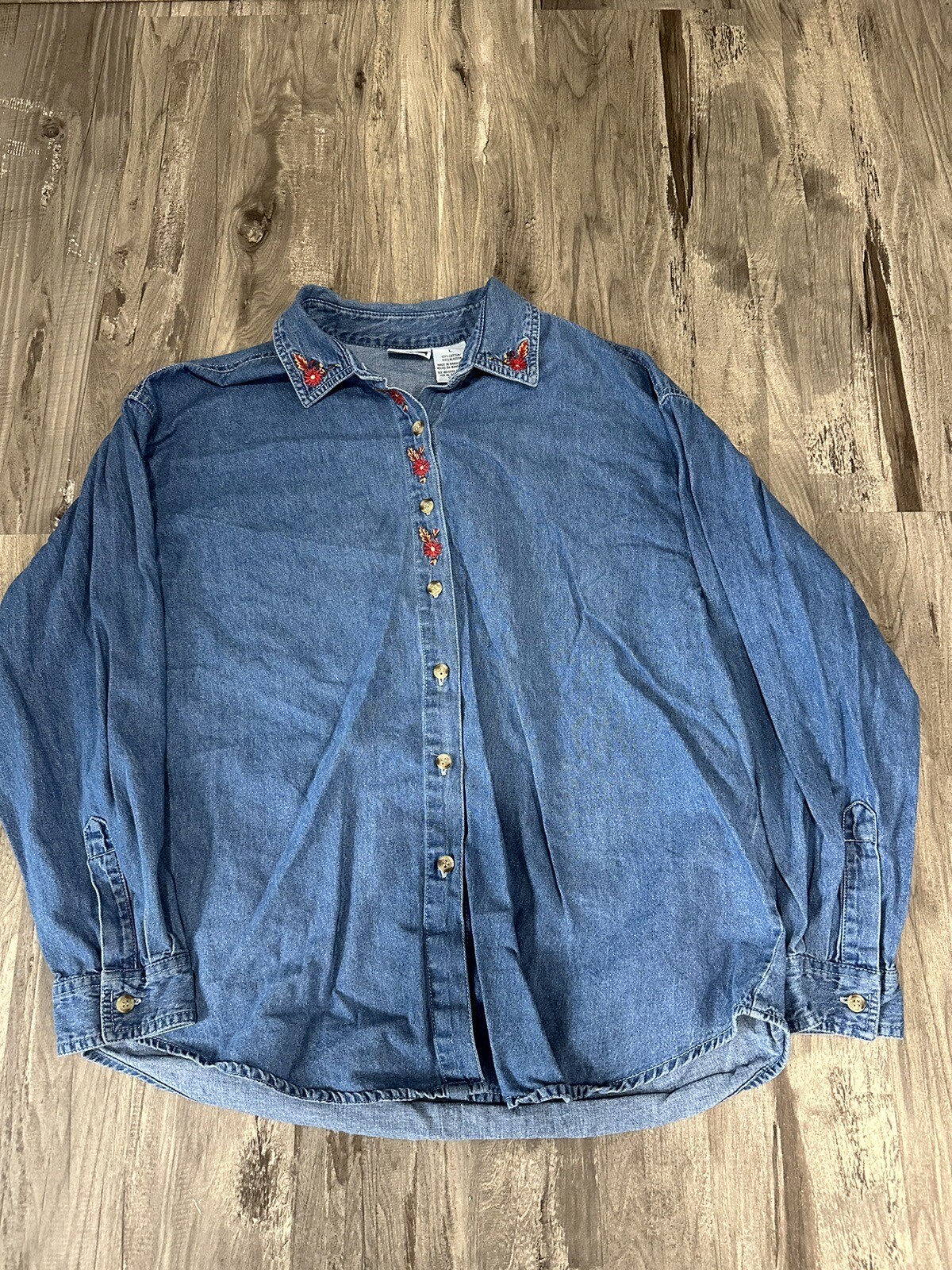 Basic Edition Denim Shirt Size L Fall Patteren - image 1