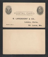 190x S LANGENDORF & CO LINDELL HOTEL ST LOUIS MO ADVERTISING POSTAL CARD US UX18
