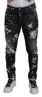 DSQUARED2 Jeans Black Washed White Color Splash Casual Denim IT48