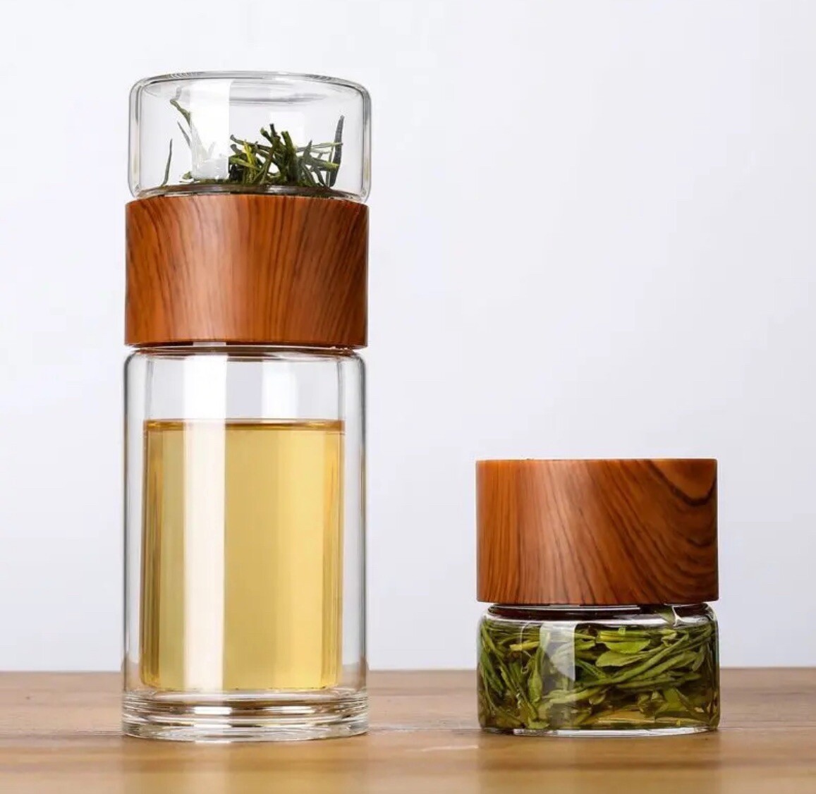 Portable Double Insulated Glass Tea Infuser Travel Tumbler Water Bottle