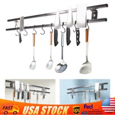 24Inch Magnetic Knife Holder Magnetic Knife Strip with 8 Hooks Powerful Magnetic