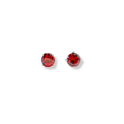 White gold finish Round Cut Red Ruby 5mm Stud earrings Dubai Habibi