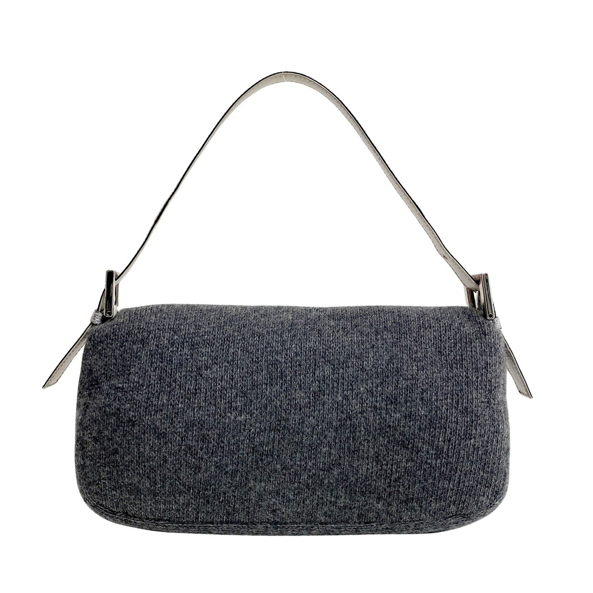 バッグ FENDI GREY KNIT BAGUETTE BAG FENDI Knit Baguette Dark Grey 1673485 | FASHIONPHILE