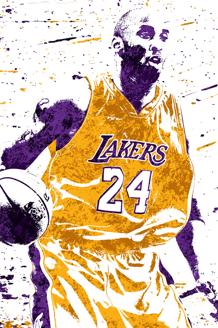 希少！Kobe Bryant アート作品 Lakers 24 Kobe Bryant Los Angeles Lakers Art Wall Indoor Room Poster
