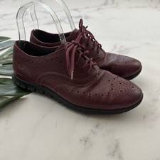 Cole Haan Womens Zero Grand Wingtip Oxford Loafer Size 7 Maroon Leather Academia