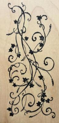 New NORTHWOODS Rubber Stamp LEAF FLOURISH wood mounted