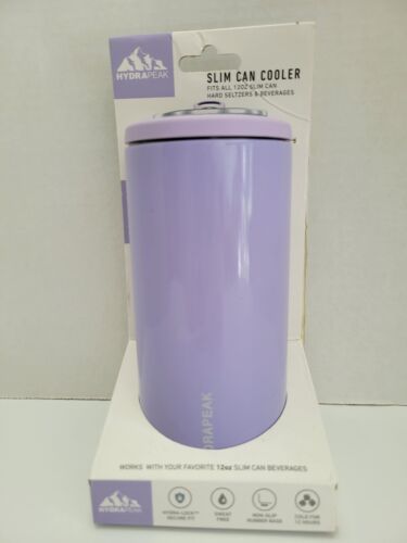 HydraPeak 12 oz Slim Can Cooler LAVENDER Sweat Free Double Walled - NEW