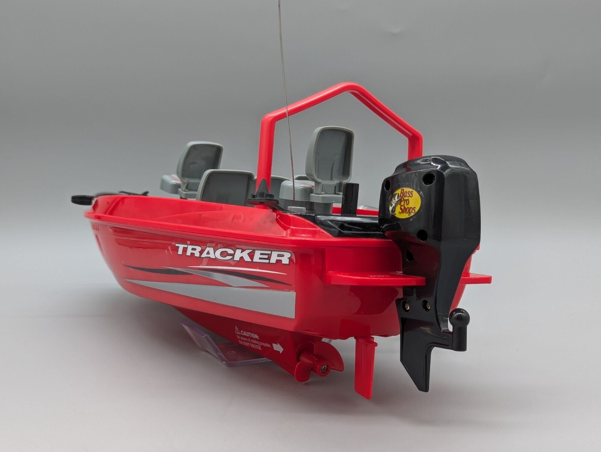Bass Pro Shops Tracker RC Fishing Boat Catches Real Fish Red