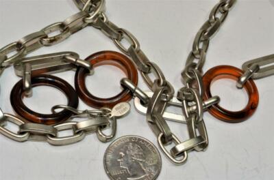 Signed MARCY FELD Silvertone Chain Shape 44 display picture 1