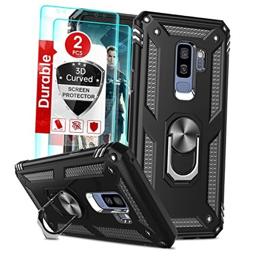 for Samsung Galaxy S9 Plus Case, Galaxy S9+ Plus Case with [2 Pack] 3D Black