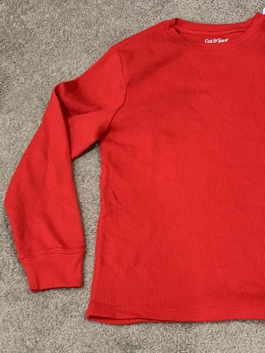 Cat & Jack Thermal T Shirt Girls Small (6/7) Red Waffle Knit Long Sleeve NWT - Picture 4 of 14