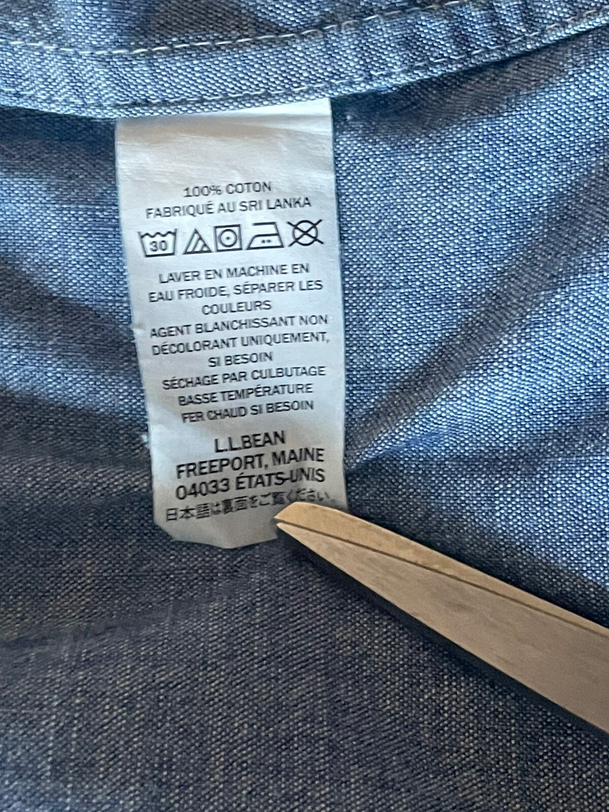 Vtg Chambray Work Shirt 100percent Cotton Blue LL Bean Deadstock Mens Sz Large image 6