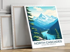 Washington, North Cascades 40x50cm Stretched Travel Canvas Wall Art Print
