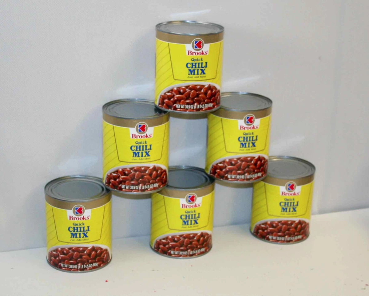 6X Brooks Quick Chili Mix Lot of 30 oz SIX Cans Best By 2024 180 oz. Total