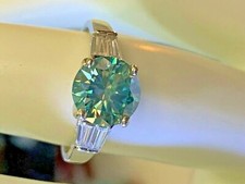 2.60Ct Light Blue Round Moissanite Engagement Ring Solid 925 Sterling Silver