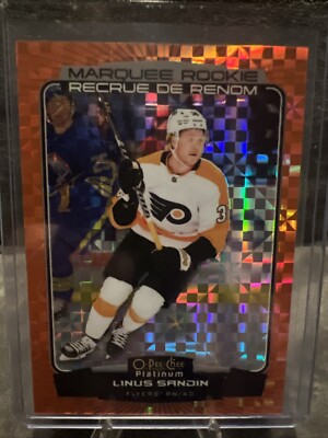 Linus Sandin 2022-23 OPC Platinum Orange Checkers 15/25 Philadelphia Flyers