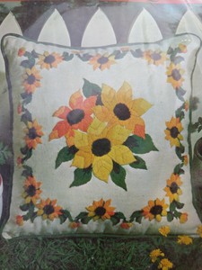 Crewel Embroidery Pillow Kit Floral Flowers 14x14 Bright Spring