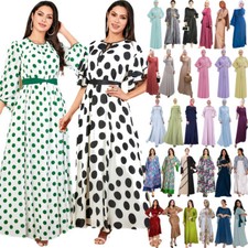 Muslim Women Maxi Dress Dubai Abaya Islamic Kaftan Long Party Gown Robe Ramadan