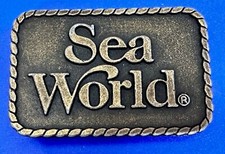 Sea World American Theme Marine Mammal Park Orlando FL 80's Souvenir Belt Buckle