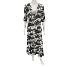 Attitudes by Renee Womens Como Jersey Printed V-Neck Midi Dress Medium Size