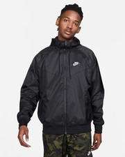 Nike Windrunner Full Zip Hoodie Windbreaker Jacket Black Medium DA0001-010 NWT