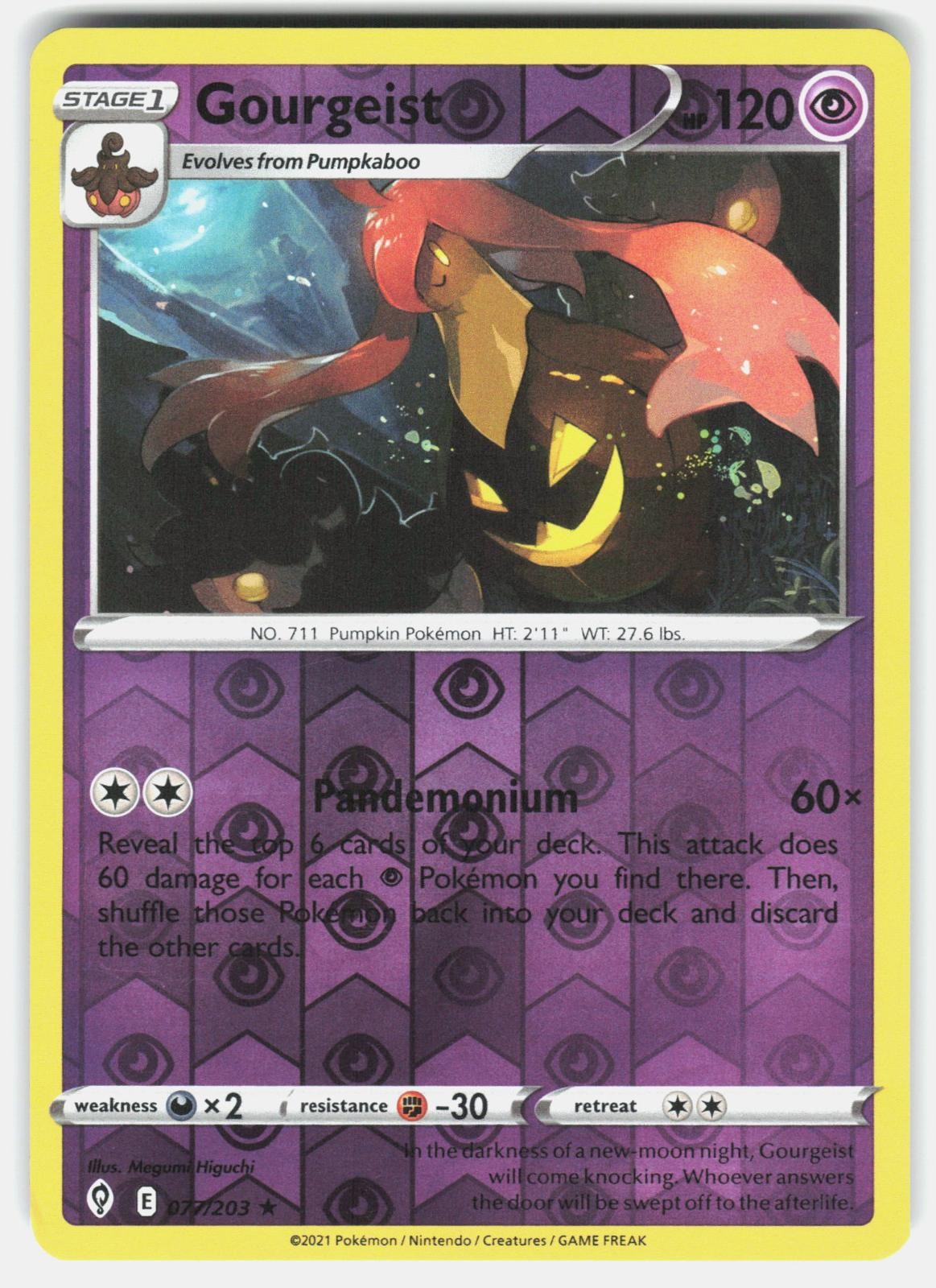 GOURGEIST 077/203 RARE EVOLVING SKIES POKEMON REVERSE HOLO LP