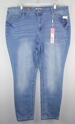 TRUE LUCK Women's Mid Skinny Denim Jeans/Pants Plus SZ 18 Zip Stretchy NWT