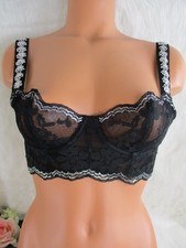 Victoria's Secret Dream Angels Bra 32A Black Lace Bustier Push-Up w Silver Bling