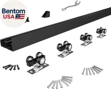 Heavy Duty Bypass Door Hardware 96"/8Ft,Aluminum Sliding Closet Door Track Hardw