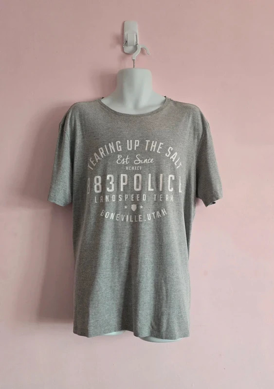 Police 883 Grey Graphic T-Shirt - Size XXL