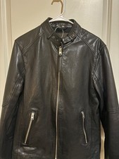 ALLSAINTS Men's Cora Leather Jacket - Size Medium BLACK - Excellent - 005878
