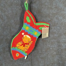 Cat's Xmas Stocking by Collectors Choice 15" 3D felted Christmas Cat