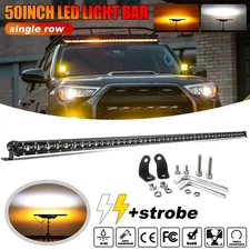 Roof Slim 50"inch LED Light Bar White/Amber/Strobe Combo 4X4 SUV UTV Truck 52"