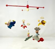 Vintage IRMI Zoo Crib Mobile Handpainted Wood Baby Mobile, 1970s Child Decor