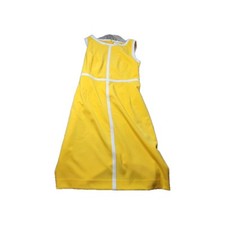 Calvin Klein Yellow White Sheath Dress Size 12 Sleeveless Mod Style