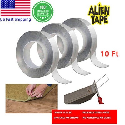 10Ft x 3PCS Alien Nano Magical Tape Double Sided Traceless Washable Adhesive Gel