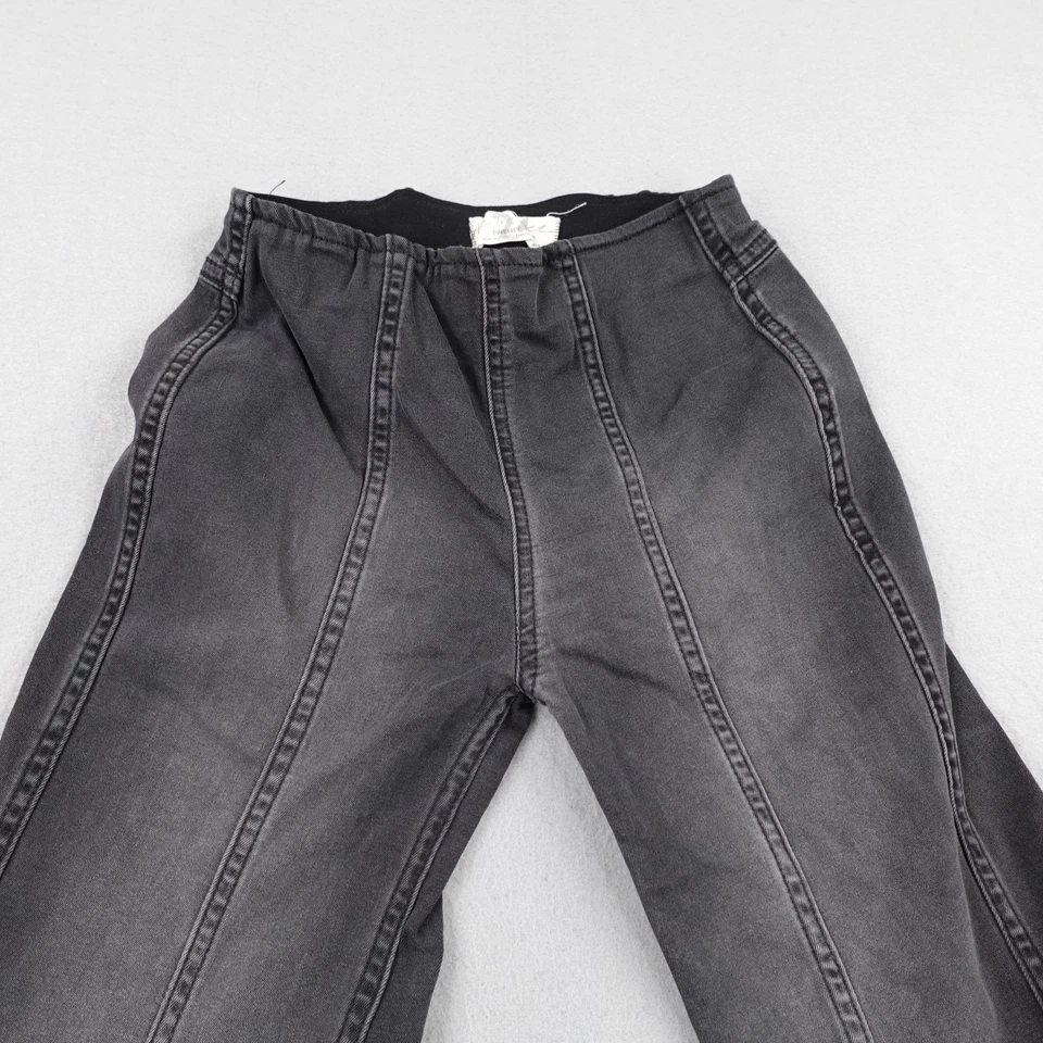 Free People Pants Womens 24 Black Extreme Flare Bell Bottoms Boho Faded Stretch - Image 2 of 4